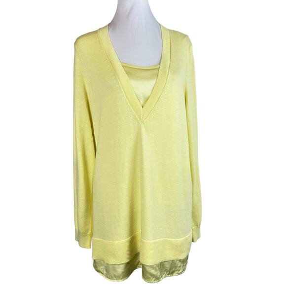🆕 J. Jill Layered Sweater Tunic Womens Size S Buttercup Yellow Lightweight NWT - Picture 2 of 9